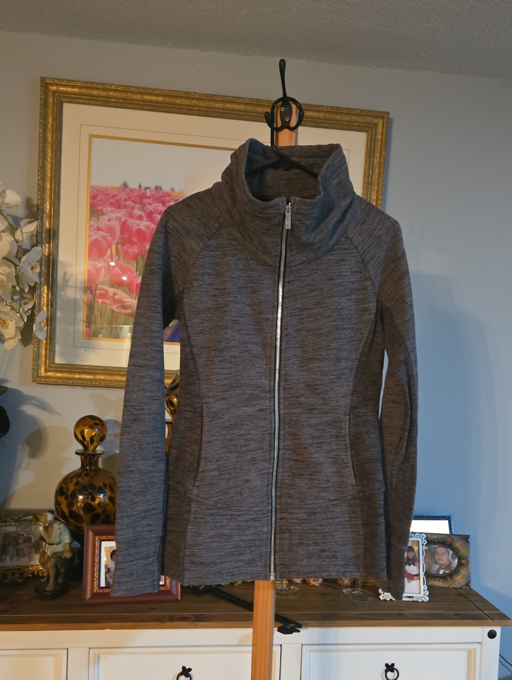 lululemon athletica Heathered Gray Full-Zip Athletic Jacket